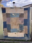 Vintage Antique Quilt Tumbling Blocks Early Cotton Indigo Scrappy 79x69 Cutter