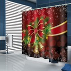 Christmas Shower Curtain Bathroom Rug Set Non-slip Bath Mat Toilet Lid Cover