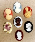 15 Vintage Assorted Resin Acrylic Cameos - Diy Jewelry Making   Repair Craft C80