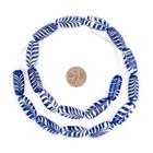 Blue Glass Feather Beads 11mm Indonesia Oval Large Hole 22 Inch Strand