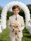 Boys Suit For Kids Champagne Tuxedo Suits Set Dress Clothes For Wedding Size10