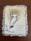 Antique Victorian 1891 Christmas New Year Card Double Sided White Fringe
