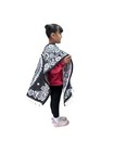 Kids Virgen De Guadalupe Poncho    Blanket Gaban   6-12 Years   Black   White