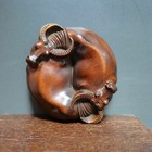 Chinese Antique Wood Carving Boxwood Cattle Statue Home Decor Nice Art Work Gift