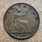 1894 Great Britain Farthing Queen Victoria Bronze Coin Km 753