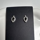 925 Silver-tone Black Marquise Stone Stud Earring