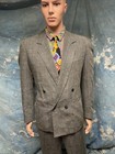 Vintage 1980s Men   s Gray Fleck Atomic Double Breasted Suit Gray 44 37 5x28 5