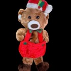 Vtg Santa s Best Rennoc Brown Teddy Bear Christmas Plush Stocking Overalls 20 