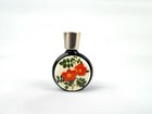 Vintage Miniature Perfume Bottle Flowers 04 Hand Painted Dark Glass