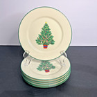 Lenox Christmas Tree Special 6    Dessert Plates Green Trim Set Of 6