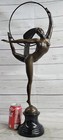 Art Deco Hand Made Nude Female Woman Bronze Sculpture Marble Base Figurine Sale