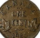 1935 Canadian Small One Cent Coin Canada George Low Mintage Km  28 Lot B12-598