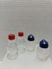 2 Sets If Vintage Glass Mini Salt And Pepper Shakers 