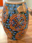 Vintage Japanese Satsuma Floor Vases Pair Set Of 2 Gilt Dragon Handles 9 5  X 5 