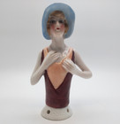 Pin Cushion Half Doll Flapper Lady W  Hat Art Deco 1920s Style Germany 74505