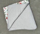 Little Unicorn Summer Poppy Muslin Quilt Baby Blanket Red Flower White Gray