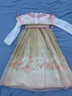 Girls Hanfu Floral Embroidered Long Sleeve Dress Pink Green Sheer Size 130