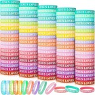 100 Pcs Jesus Loves You Bracelet Bulk Silicone Christian Bracelet Colorful Ru   