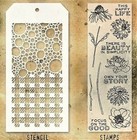 Flowers Clear Stamp And Bubbles   Gingham Stencil Set By Tim Holtz New 