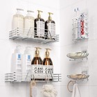 Adhesive Shower Caddy Organizer Shelves Rack-5 Pack Corner Bathroom Silver
