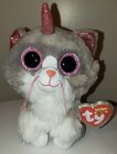 Ty Beanie Boos Asher The Unicorn Cat  6 Inch  New Mwmts Plush Stuffed Animal Toy