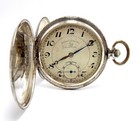 Pocket Watch Election Grand Prix Hunter Art Deco Case Silver 50mm 1920c Working