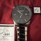 Akribos Xxiv Men s Quartz Analog Watch Black Dial Date Steel Bracelet