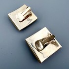 Vintage Bracelet Earrings Set Red Enamel Hinged Bangle Square Clip On Gold Tone