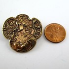 Vintage Orchid-shaped Brass Pin Woman With Flowers Antique Brooch French Casting