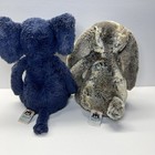 Jellycat Plush - Lot Of 2 - Blue Elephant   Bashful Woodland Bunny Tail 12   