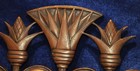 Egyptian Bronze Ormolu French Salvaged Lotus Relief Architectural Deco Pediment