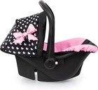 Bayer Design Dolls  Deluxe Car Seat  Hearts Black   Pink - Large  