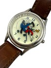Disney X Fossil Goofy Falling Rotating Watch Leather Band Men   s New Battery
