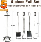 5 Pieces Fireplace Tools Sets Wrought Iron Fireplace Set Antique Brass Copper   