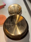 Vintage Brass Powder Compact Wind Up Music Box With Puff Gold Round Vanity Works