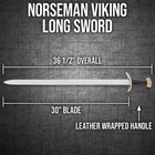 Norseman Viking Long Sword   30  Carbon Steel Blade   Leather Scabbard   36 1 2 