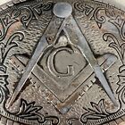 Masons Masonic Square Compass Fraternal Order Plated Belt Buckle