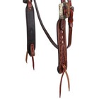 Browband Headstall Tooled Leather White Buckstitch Silver copper Engraved Buckle