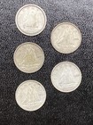 Lot Of Five Canada Silver 10 Cent Coins - George Vi -    45    47    51    52   No Date