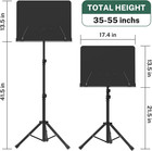 5-in-1 Metal Sheet Music Stand With Carry Bag  Phone Holder   Clip - Black