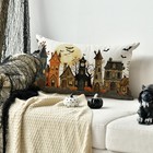 Halloween Spooky House Ghost Pumpkin Throw Pillow Cover  12 X 20 Inch Holiday