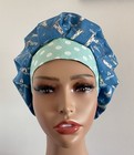 Surgical Scrub Cap  Nurses Hat  Bouffant  Lighthouses  Blue