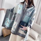 Luxury Winter Cashmere Scarf Women Horse Print Thick Warm Pashmina Shawl Wrap