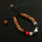 Round Natural Brown Quartz Beads Bracelet Black Thread Adjustable Bracelet