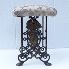 Victorian Style Cast Iron Needlepoint Foot Stool Rest Ottoman Vtg Or Antique