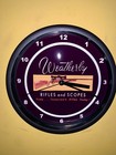 Weatherby Hunting Rifle Scope Firearms Gun Store Cabin Clock Advertising Sign