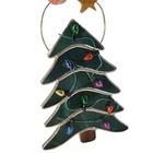 Green Stained Glass Christmas Tree Ornament With Multicolor Lights And Star 5 