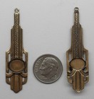  0183em Antiqued Gold Art Deco Drop W 10x8mm Green Cabochon- 2 Pcs