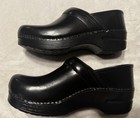Dansko Clogs Womens 37 Eu Us 6 5-7 Leather Nursing Work Black Slip Ons Euc