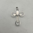 Silver Tone Beaded Openwork Cross Pendant Religious Christian Charm Jewelry 1 75
